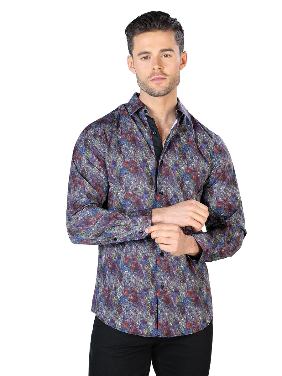 Casual Long Sleeve Printed Shirt Black/Multicolor for Men 'The Lord of the Skies' - ID: 44044 Casual Shirt The Lord of the Skies Black/Multicolor
