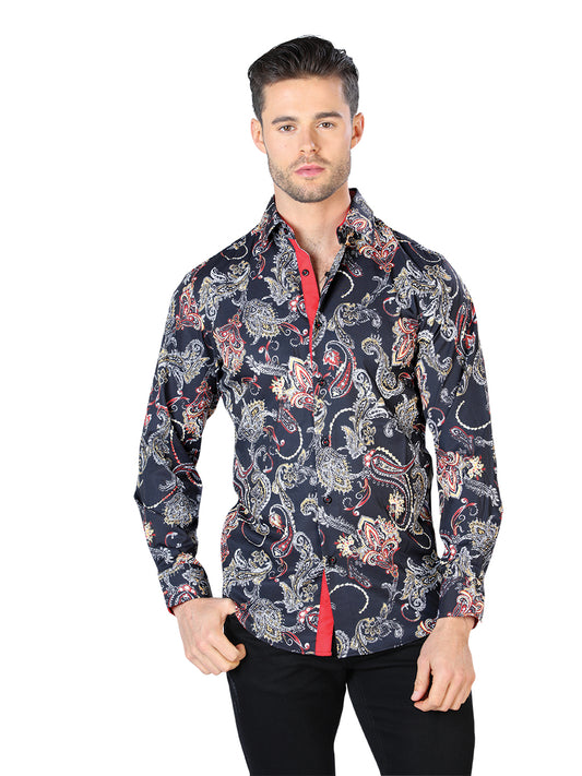Black Printed Long Sleeve Casual Shirt for Men 'The Lord of the Skies' - ID: 44049