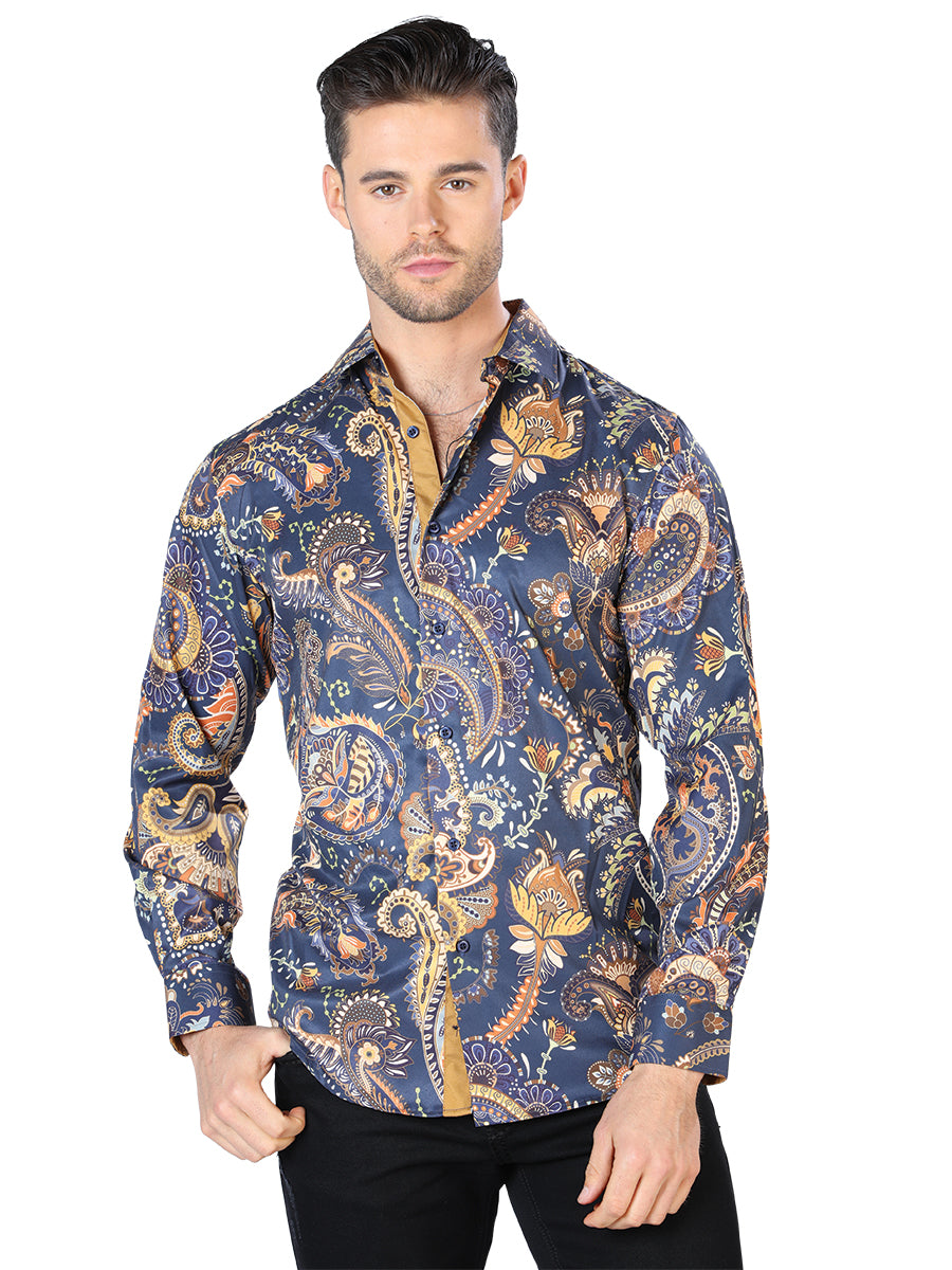 Casual Long Sleeve Printed Black/Gold Shirt for Men 'The Lord of the Skies' - ID: 44051 Casual Shirt The Lord of the Skies Black/Gold