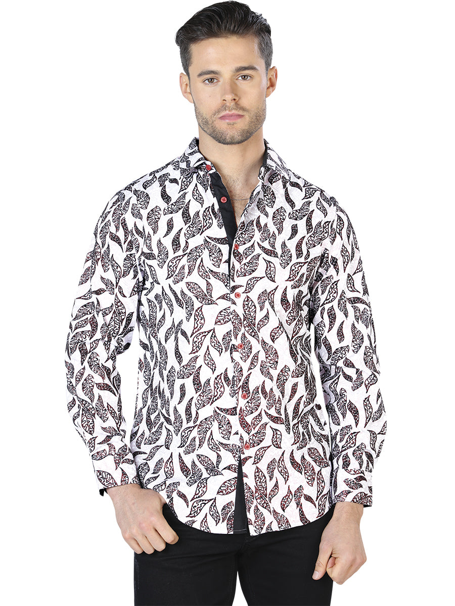 Black / White Printed Long Sleeve Casual Shirt for Men 'The Lord of the Skies' - ID: 44055