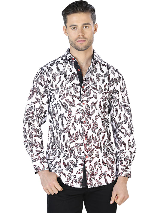 Black/White Printed Long Sleeve Casual Shirt for Men 'The Lord of the Skies' - ID: 44055 Casual Shirt The Lord of the Skies Black/White