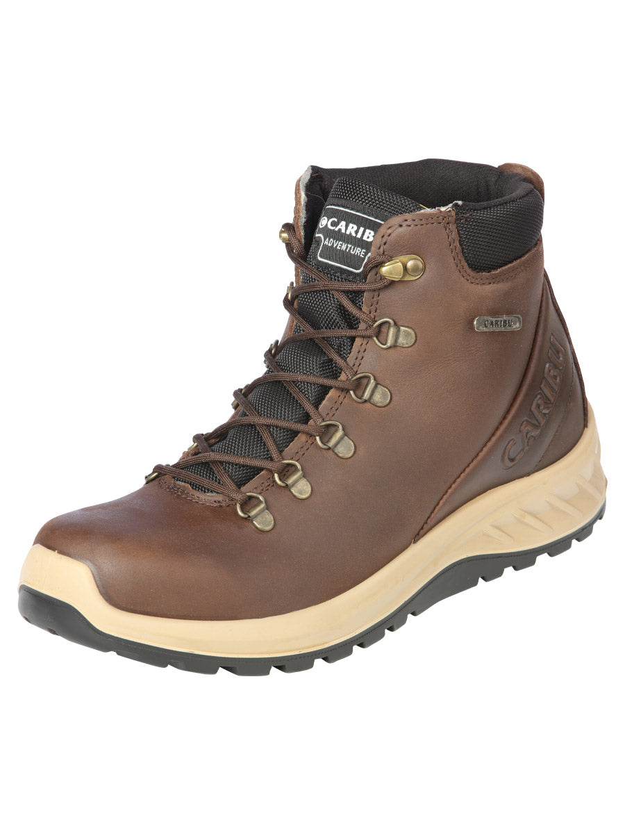 Genuine Leather Soft Toe Lace-Up Hiking Work Boots for Men 'Caribu' - ID: 44365 Caribu Brown Lace-Up Boots