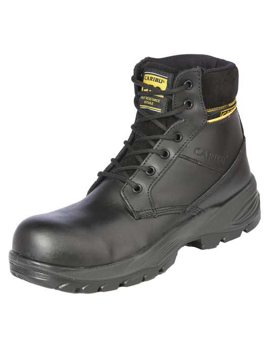 Nubuck Leather Lace-Up Safety Work Boots with Steel Toe for Men 'Caribu' - ID: 44366