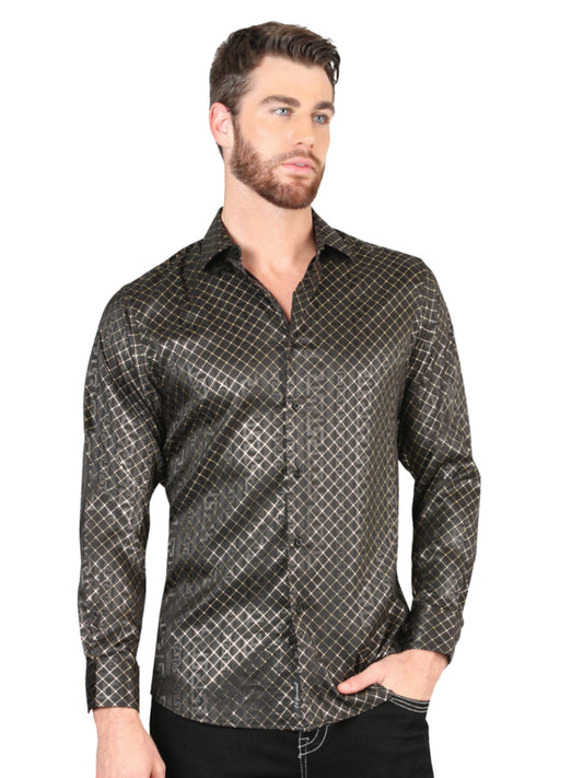 Black Printed Long Sleeve Casual Shirt for Men 'The Lord of the Skies' - ID: 44550