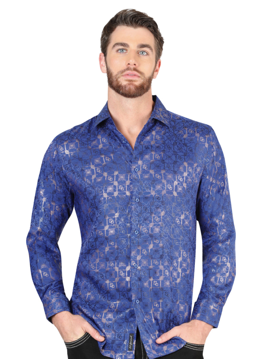 King Blue Printed Long Sleeve Casual Shirt for Men 'The Lord of the Skies' - ID: 44575