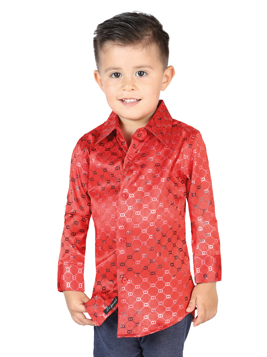 Red Printed Long Sleeve Casual Shirt for Children 'The Lord of the Skies' - ID: 44585