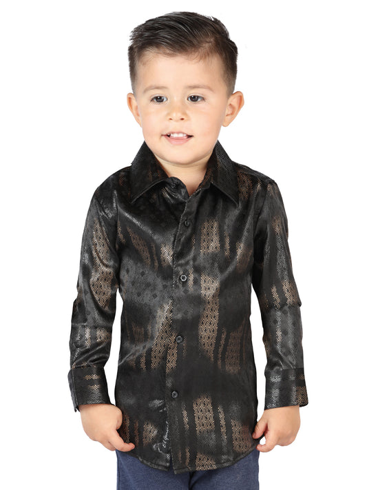 Camisa Casual Manga Larga Estampada Negro para Niños 'El Señor de los Cielos' - ID: 44587