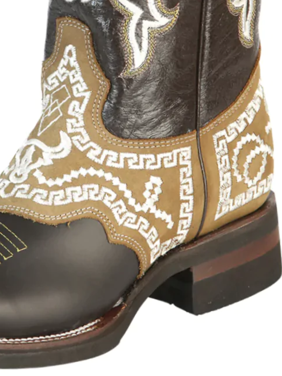 Rodeo Cowboy Boots with Embroidered Genuine Leather Mask for Men 'El General' - ID: 51110
