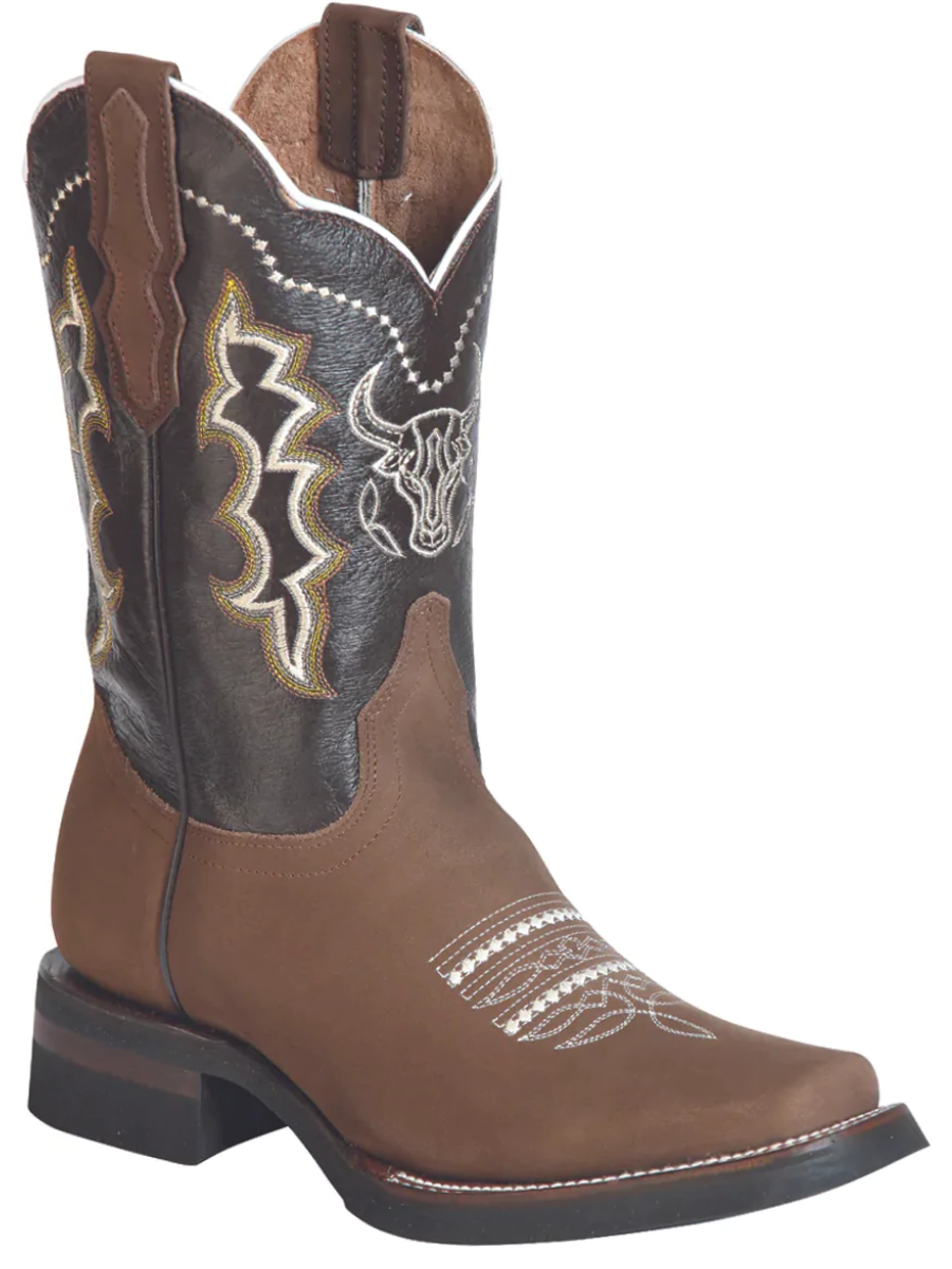 Botas Vaqueras Rodeo con Diseño Bordado de Piel Nobuck para Hombre 'El General' - ID: 51113 Cowboy Boots El General 