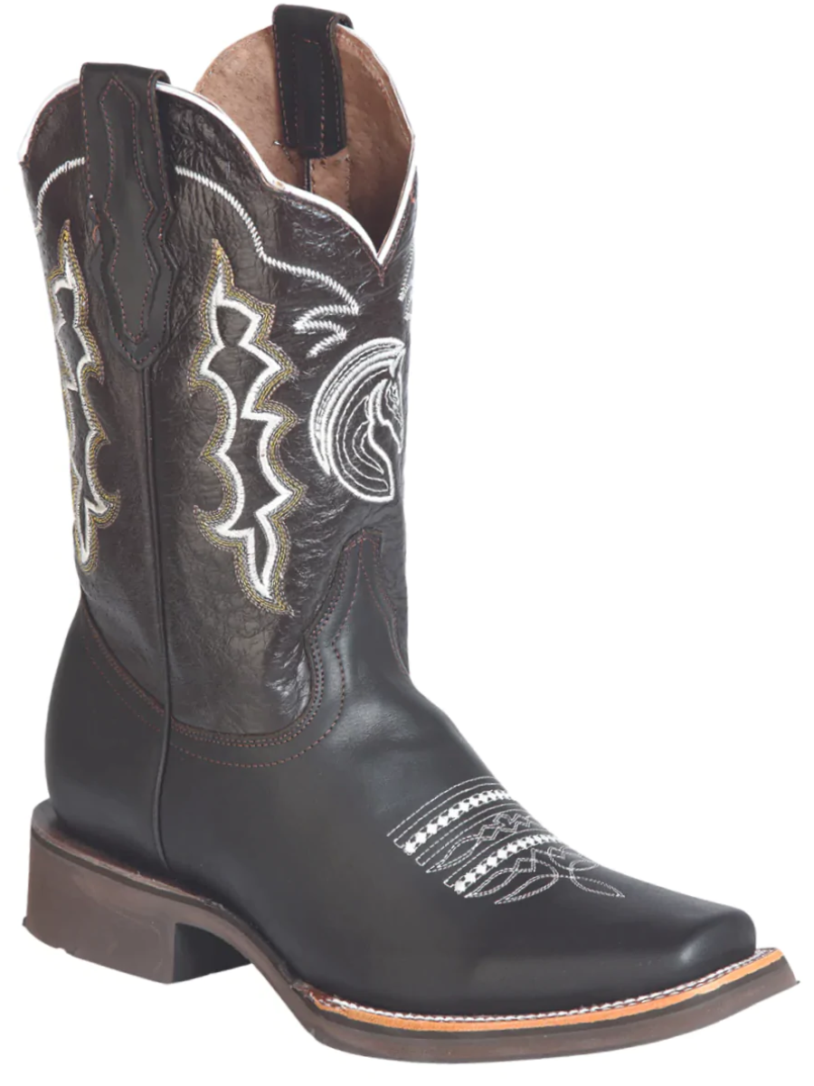 Botas Vaqueras Rodeo con Diseño Bordado de Piel Genuina para Hombre 'El General' - ID: 51118 Cowboy Boots El General 