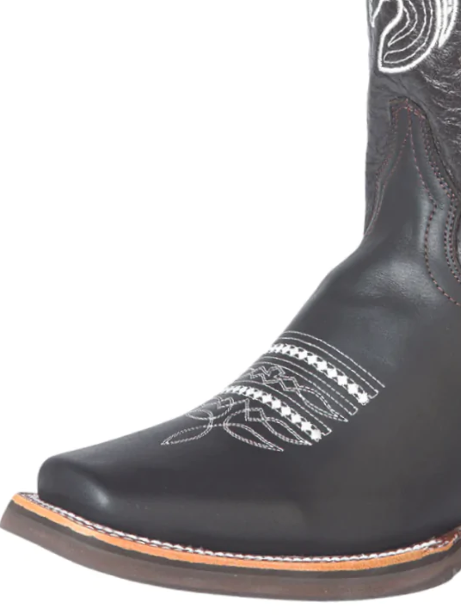 Rodeo Cowboy Boots with Genuine Leather Embroidered Design for Men 'El General' - ID: 51118