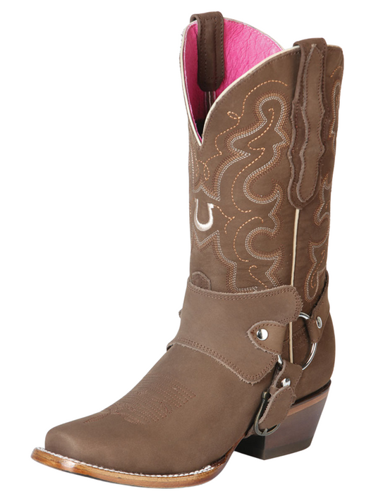 Rodeo Cowboy Boots with Nubuck Leather Harness for Women 'El General' - ID: 51150 Cowgirl Boots El General Camel