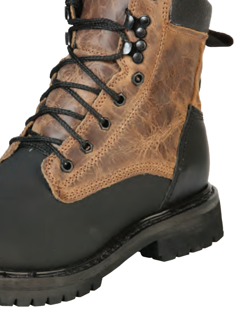 Lace-Up Work Boots with Soft Toe Genuine Leather for Men 'El General' - ID: 51268 Work Boots El General