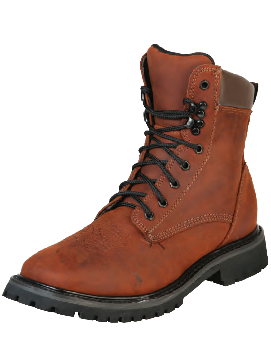 Genuine Leather Soft Toe Lace-up Work Boots for Men 'El General' - ID: 51269