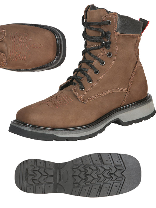 Welt Full Lace-Up Work Boots with Soft Toe Genuine Leather for Men 'El General' - ID: 51270