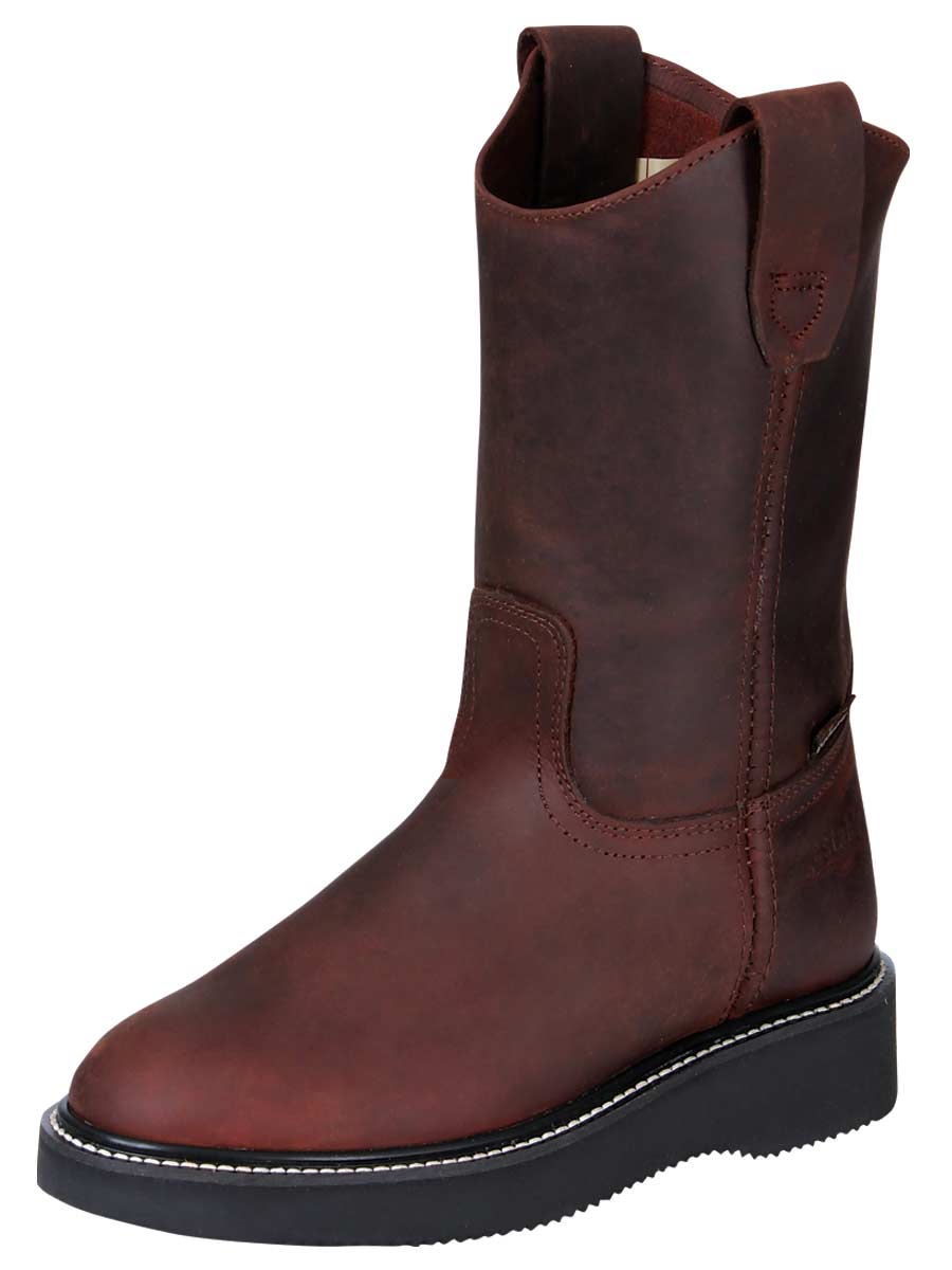 Women's/Youth's Genuine Leather Soft Toe Pull-On Tube Work Boots 'Establo' - ID: 91476 Work Boots Establo