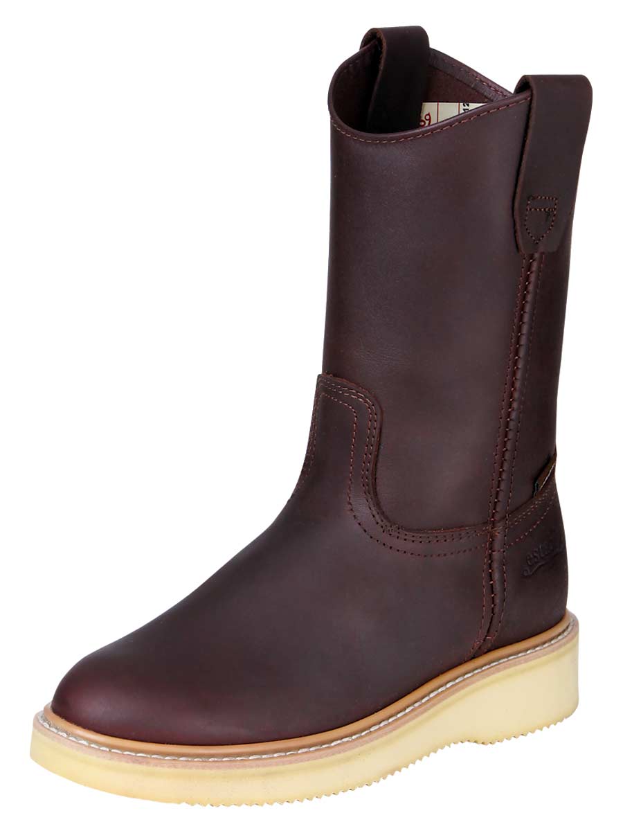 Botas de Trabajo de Tubo Pull-On con Punta Suave de Piel Genuina para Mujer/Joven 'Establo' - Women's Genuine Leather Pull-On Soft Toe Work Boots 'Establo' - ID: 91542