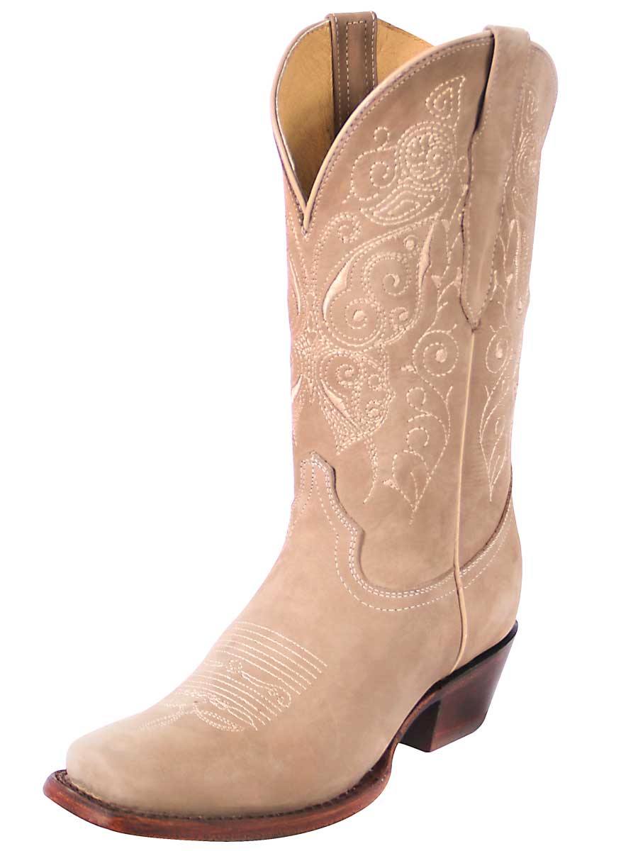 Classic Nubuck Leather Rodeo Cowboy Boots for Women 'El General' - Women's Nubuck Leather Classic Western Cowgirl Boots 'El General' - ID: 122490