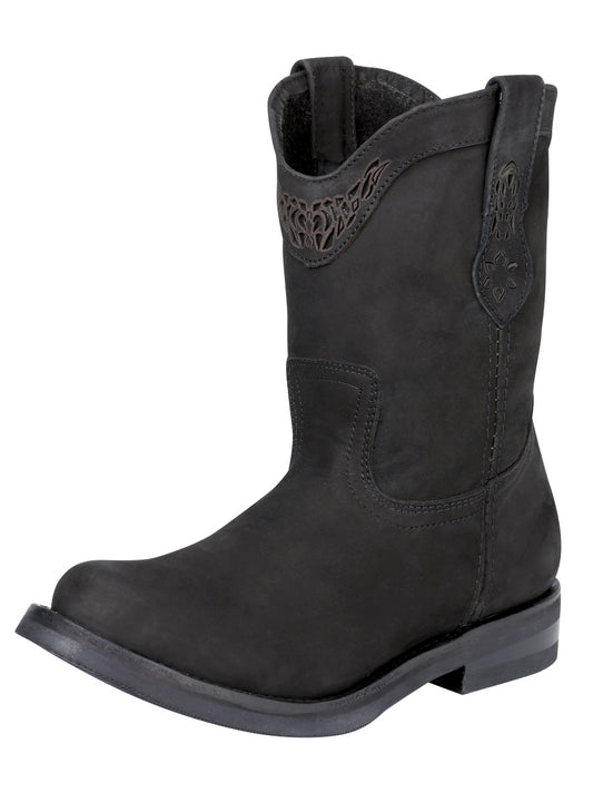 Pull-On Tube Work Boots with Soft Nubuck Leather Tip for Women 'El General' - ID: 122492