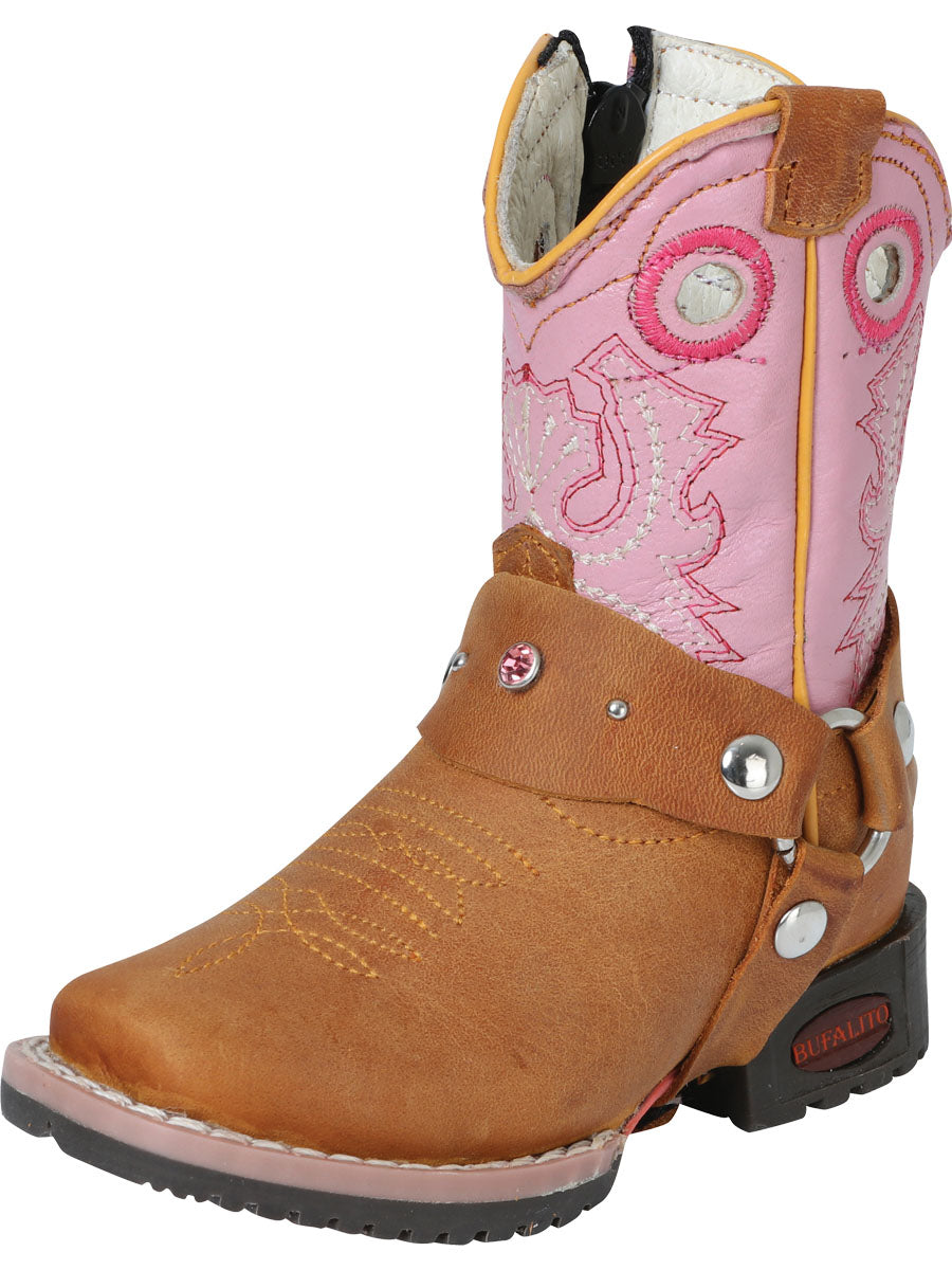 Botas Vaqueras Rodeo con Arnes de Piel Genuina para Bebes 'Jar Boots' - Babies' Genuine Leather Harness Western Cowboy Boots 'Jar Boots' - ID: 123027