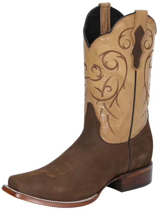Classic Nobuck Leather Rodeo Cowboy Boots for Men 'The Lord of the Skies' - ID: 124071