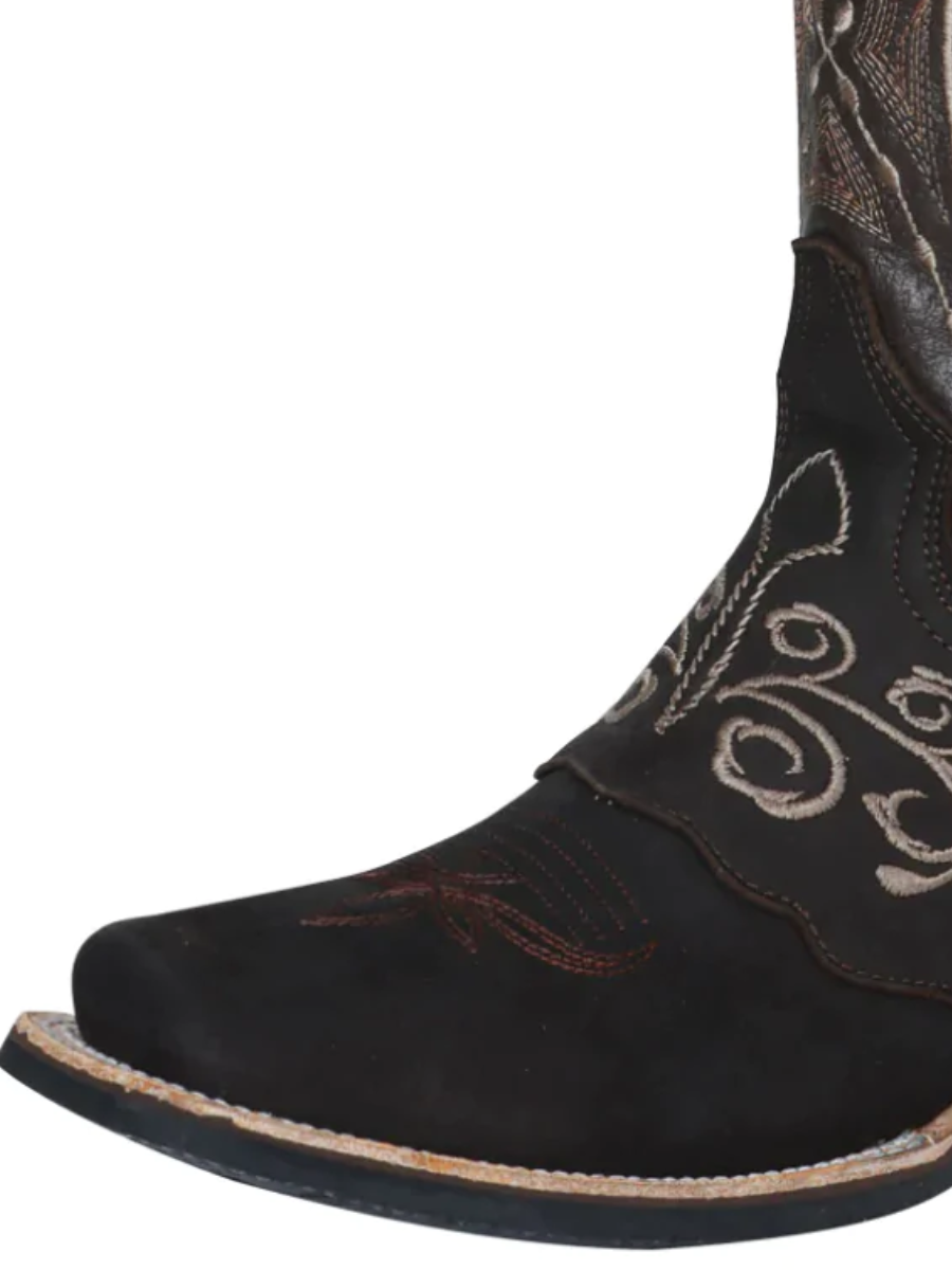 Botas Vaqueras Rodeo con Antifaz Bordado de Piel Nobuck para Hombre 'El Señor de los Cielos' - ID: 124079 Cowboy Boots El Señor de los Cielos 