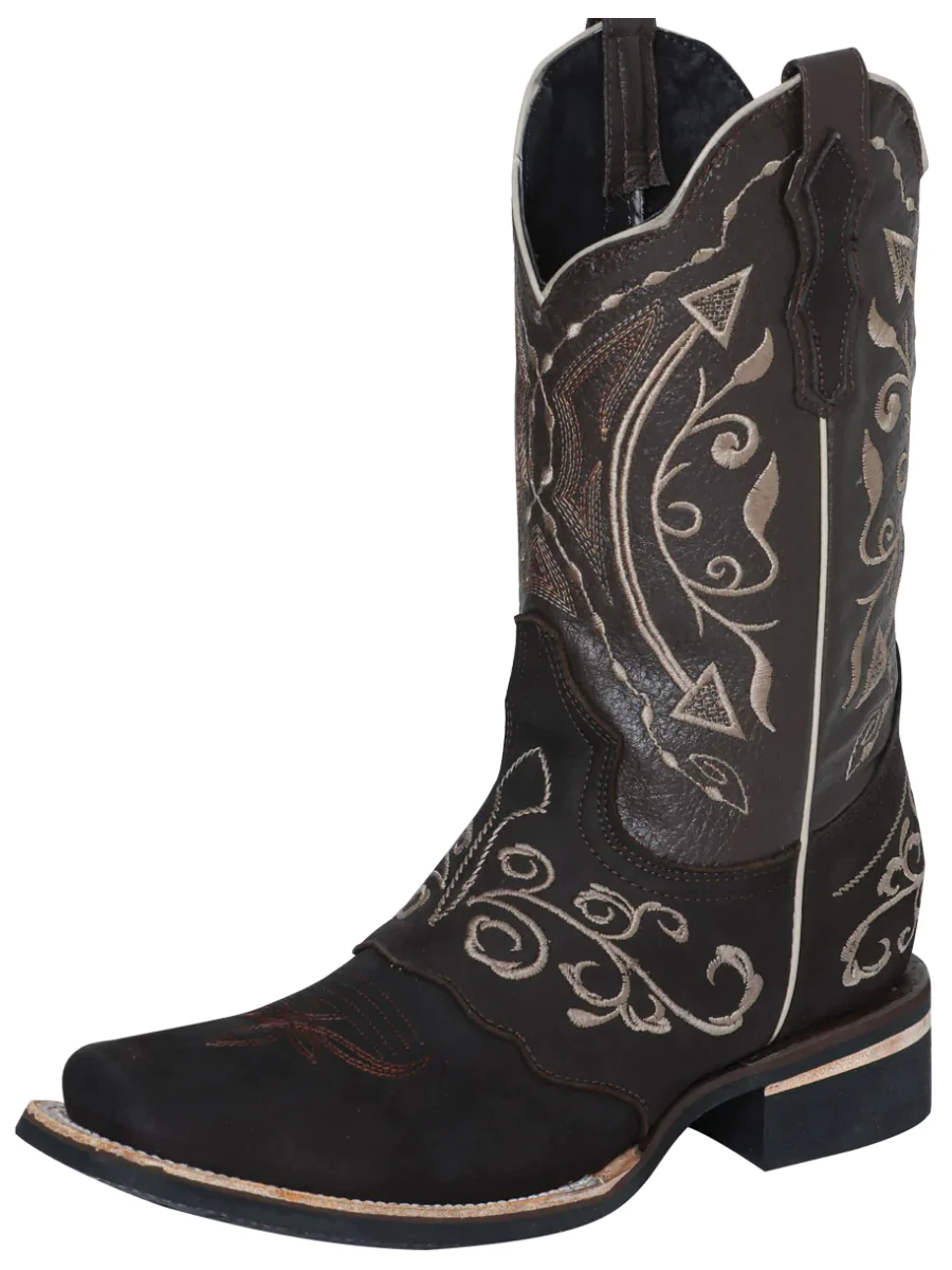 Rodeo Cowboy Boots with Embroidered Nubuck Leather Mask for Men 'El Señor de los Cielos' - ID: 124079 Cowboy Boots El Señor de los Cielos Cafe