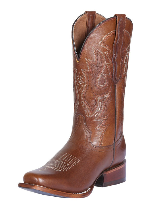 Rodeo Cowboy Boots with Embroidered Genuine Leather Flower Tube for Women 'El General' - ID: 124926
