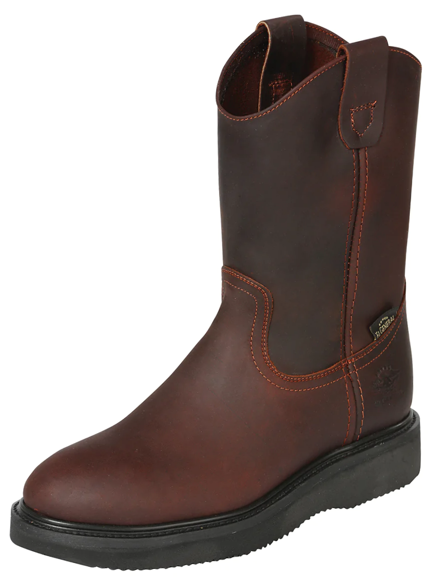 Men's Genuine Leather Soft Toe Pull-On Tube Work Boots 'El General' - ID: 126047 Work Boots El General Shedron