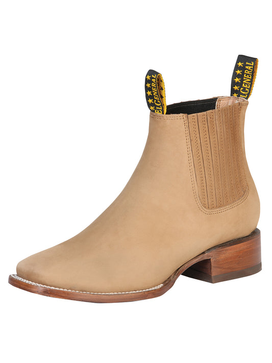 Classic Nubuck Leather Rodeo Cowboy Ankle Boots for Men 'El General' - ID: 126194 Western Ankle Boots El General Arena