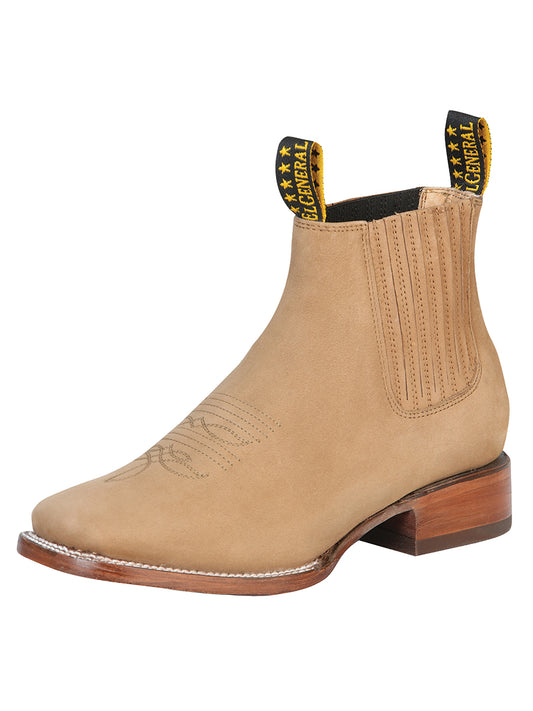 Classic Nubuck Leather Rodeo Cowboy Ankle Boots for Men 'El General' - ID: 126197 Western Ankle Boots El General Arena