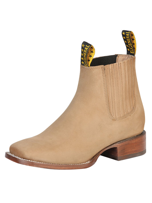 Classic Nubuck Leather Rodeo Cowboy Ankle Boots for Men 'El General' - ID: 126200 Western Ankle Boots El General Arena