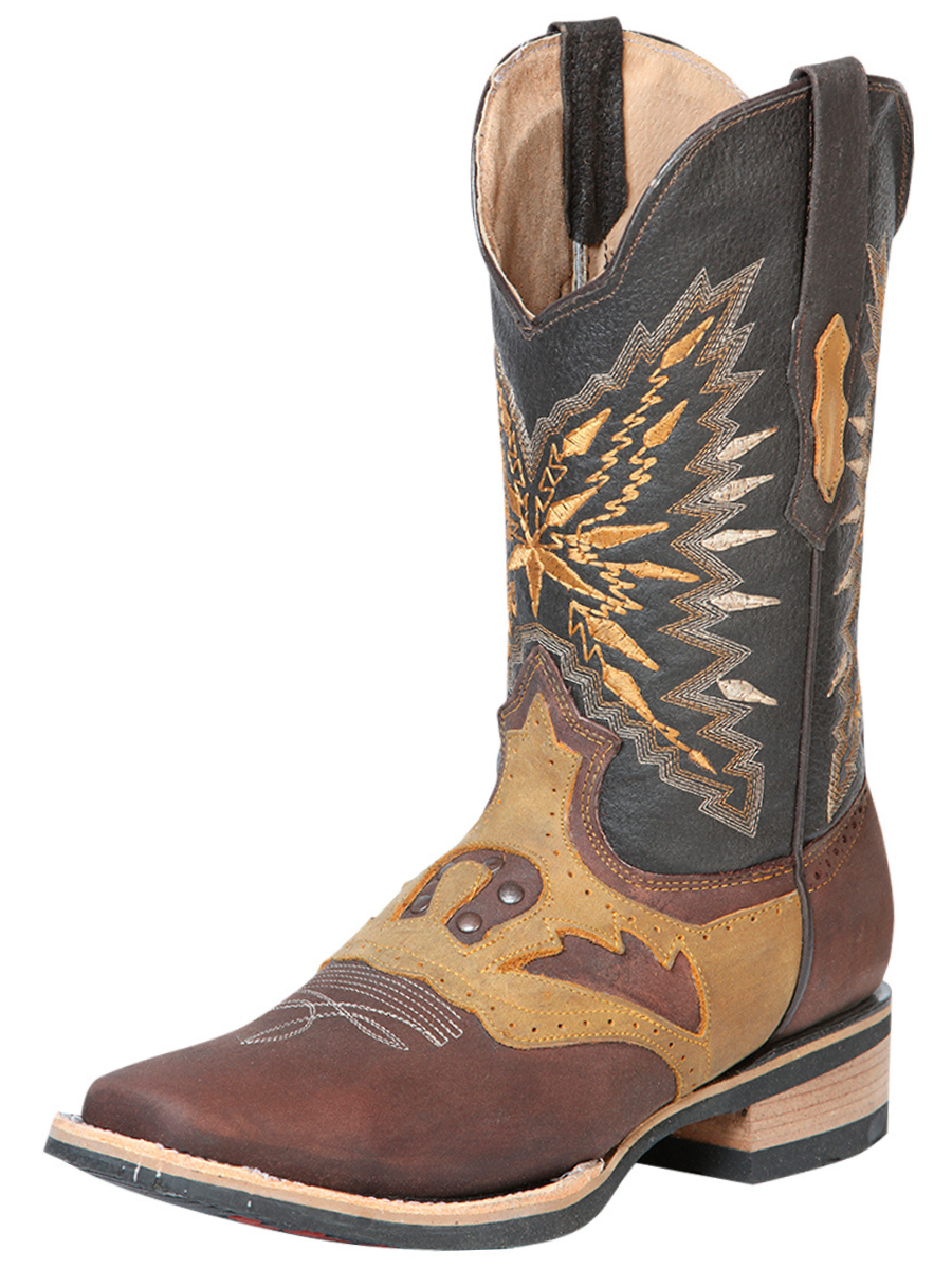 Rodeo Cowboy Boots with Genuine Leather Mask for Men 'El General' - ID: 126230 Cowboy Boots El General Brown/Honey