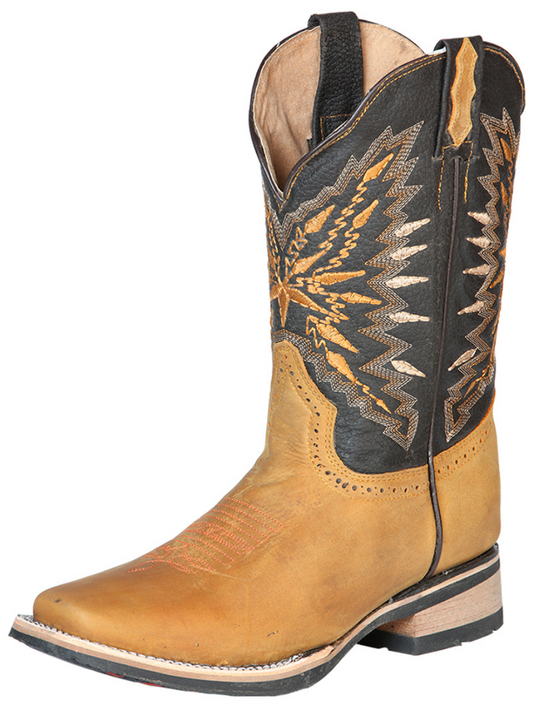 Classic Genuine Leather Rodeo Cowboy Boots for Men 'El General' - ID: 126233