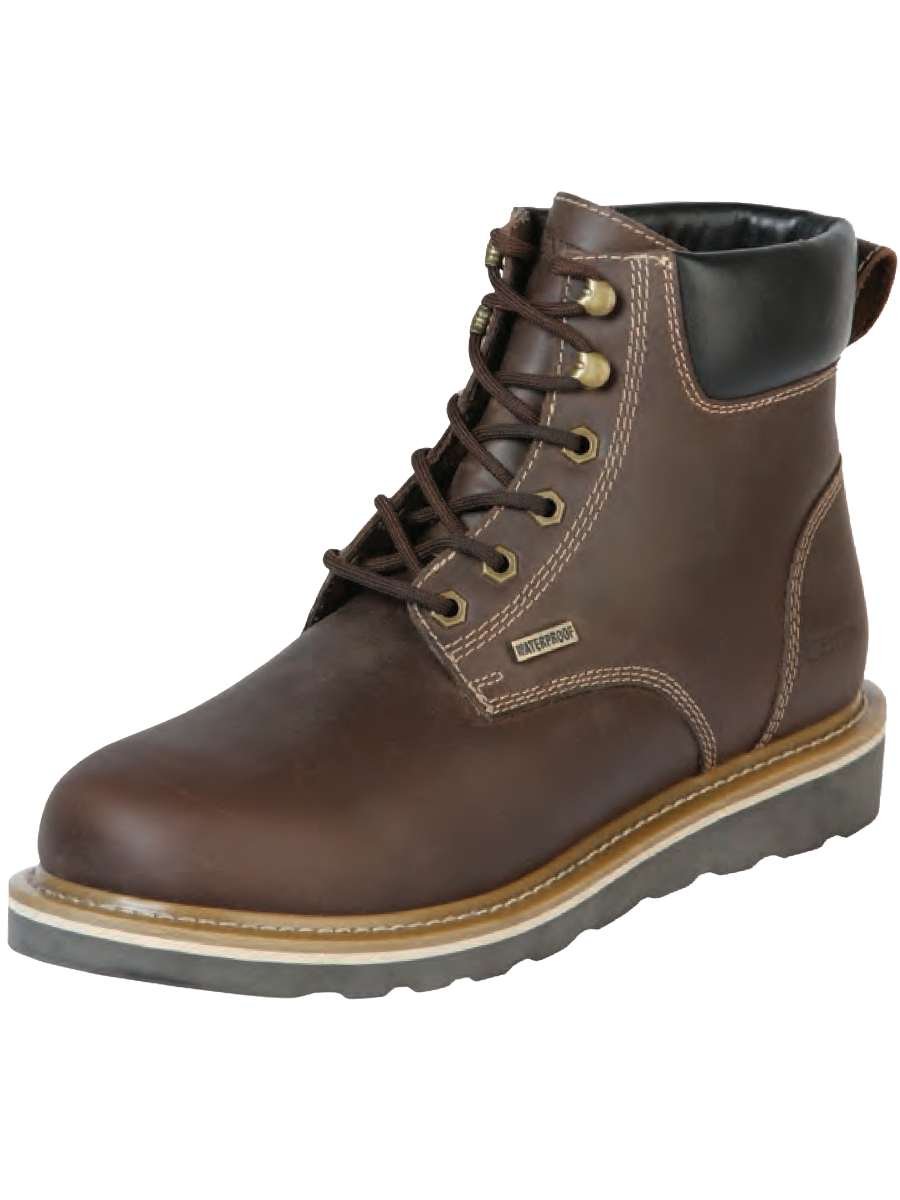 Waterproof Work Boots with Goodyear Lace Construction with Soft Toe in Genuine Leather for Men 'Centenario' - ID: 126421 Waterproof Work Boots Centenario Brown