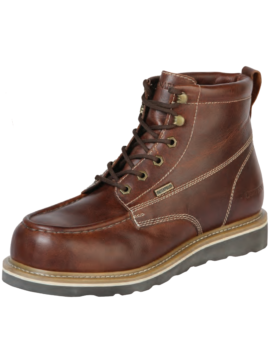 Waterproof Work Boots with Goodyear Lace Construction with Genuine Leather Fiber Toe for Men 'Centenario' - ID: 126423 Waterproof Work Boots Centenario Brown