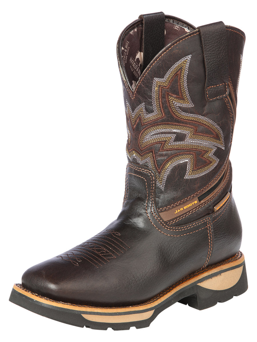 Men's Genuine Leather Soft Toe Pull-On Tube Rodeo Work Boots 'Jar Boots' - ID: 126457 Work Boots Buffalo & Bull Hidro