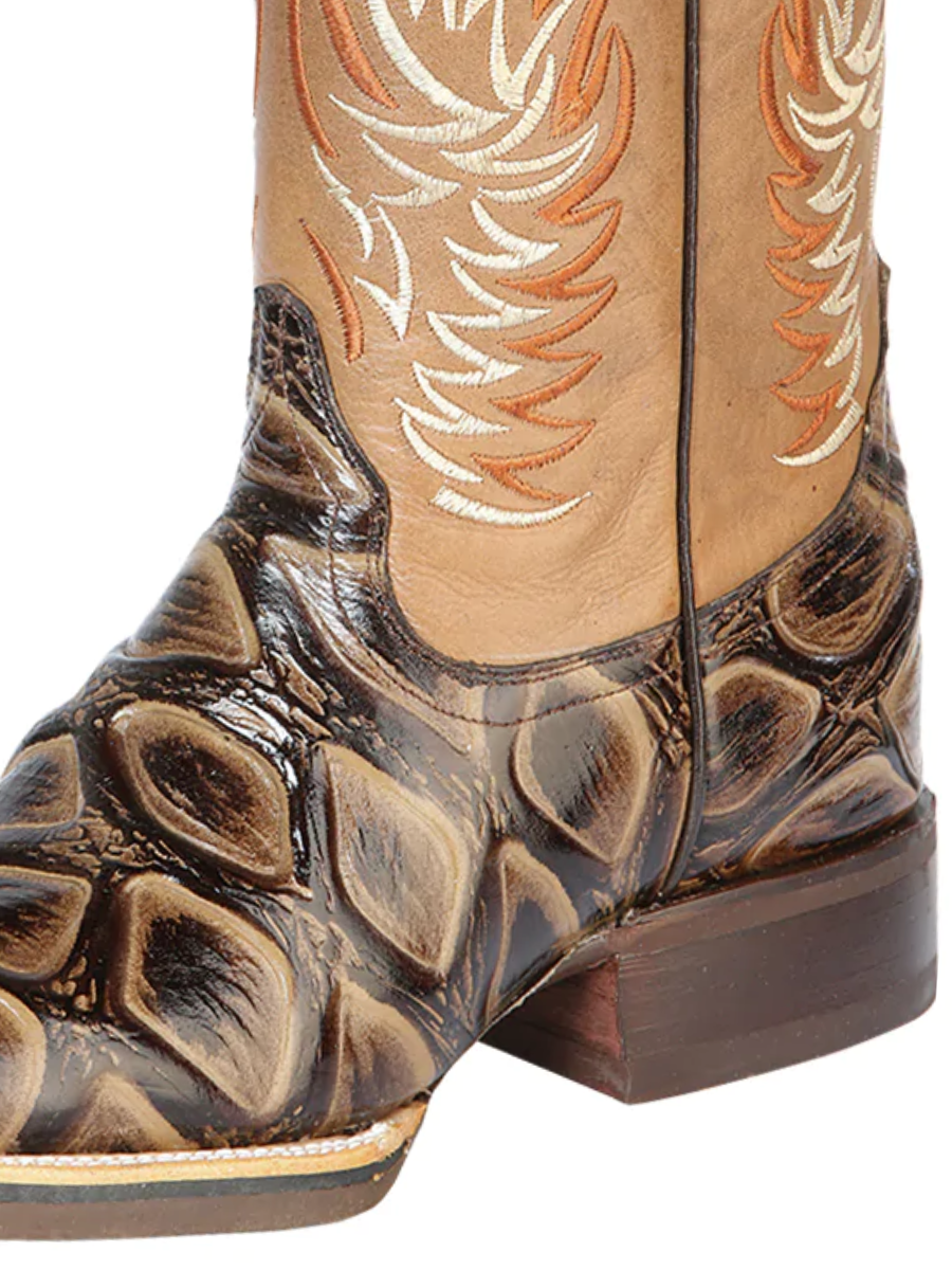 Imitation Jumbo Fish Cowboy Boots Engraved in Cowhide Leather for Men 'Jar Boot's' - ID: 126478 Cowboy Boots Jar Boot's