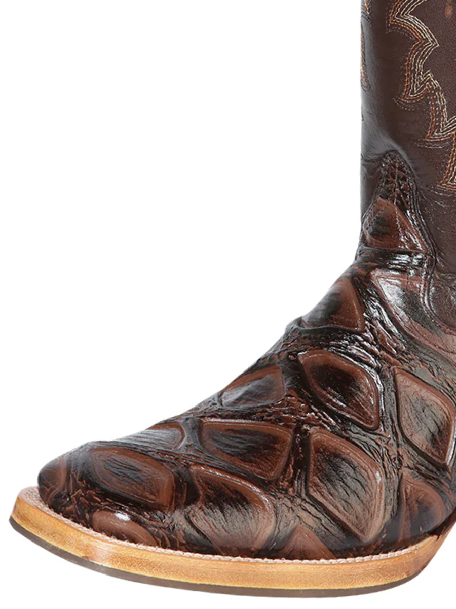 Imitation Jumbo Fish Cowboy Boots Engraved in Cowhide Leather for Men 'Jar Boot's' - ID: 126480