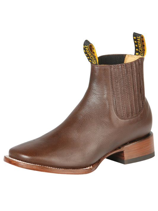 Classic Genuine Leather Rodeo Cowboy Ankle Boots for Men 'El General' - ID: 126606 Western Ankle Boots El General Cafe