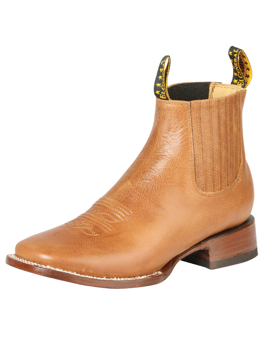 Classic Genuine Leather Rodeo Cowboy Ankle Boots for Men 'El General' - ID: 126607 Western Ankle Boots El General Ocre