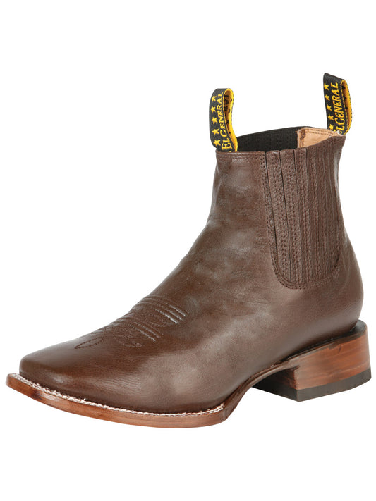 Classic Genuine Leather Rodeo Cowboy Ankle Boots for Men 'El General' - ID: 126609 Western Ankle Boots El General Cafe