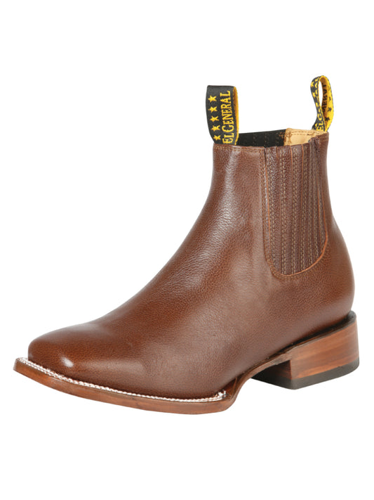 Classic Genuine Leather Rodeo Cowboy Ankle Boots for Men 'El General' - ID: 126615 Western Ankle Boots El General Canela
