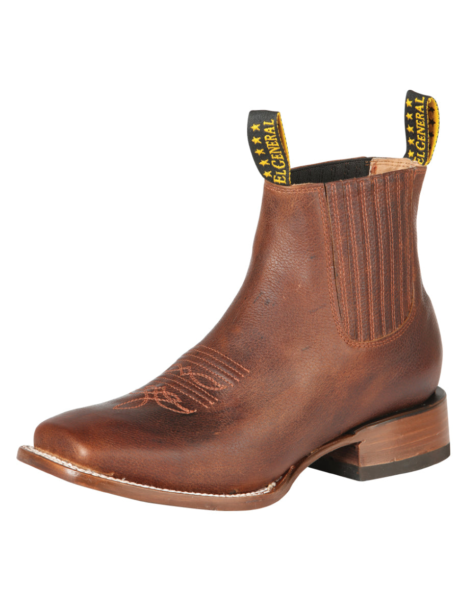 Classic Genuine Leather Rodeo Cowboy Ankle Boots for Men 'El General' - ID: 126617 Western Ankle Boots El General Sadle