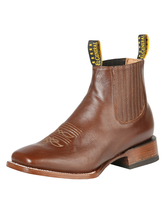 Classic Genuine Leather Rodeo Cowboy Ankle Boots for Men 'El General' - ID: 126621 Western Ankle Boots El General Canela