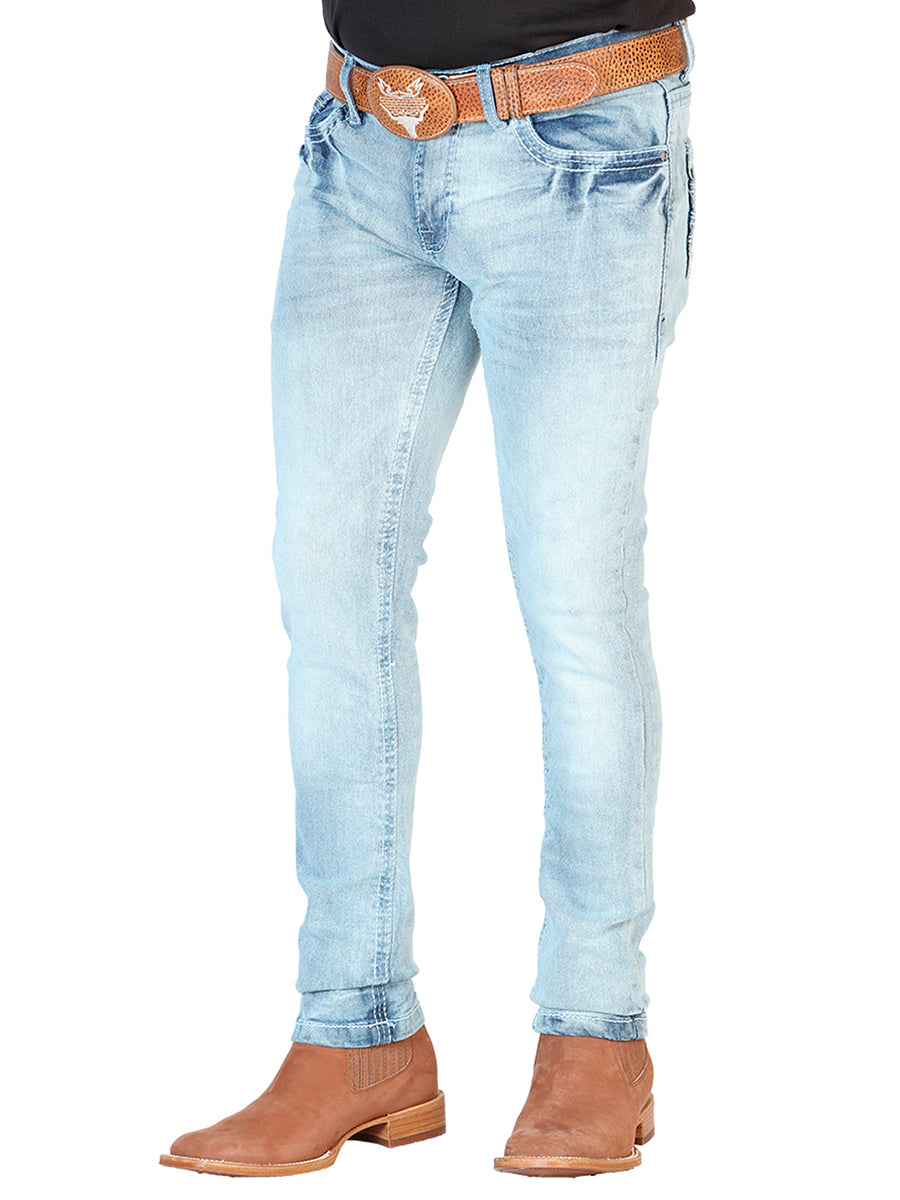 Light Blue Casual Denim Pants for Men 'El Norteño' - ID: 126632