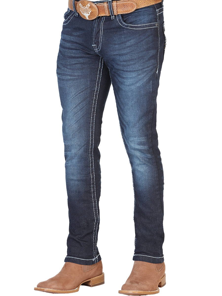 Dark Blue Casual Denim Pants for Men 'El Norteño' - ID: 126635