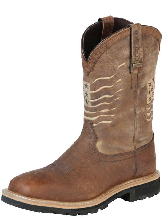 Waterproof Work Boots Goodyear USA Flag with Genuine Leather Soft Toe for Men 'Centenario' - ID: 126723 Waterproof Work Boots Centenario Light Brown