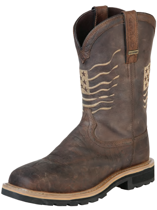 Waterproof Work Boots Goodyear USA Flag with Genuine Leather Soft Toe for Men 'Centenario' - ID: 126725 Waterproof Work Boots Centenario Brown