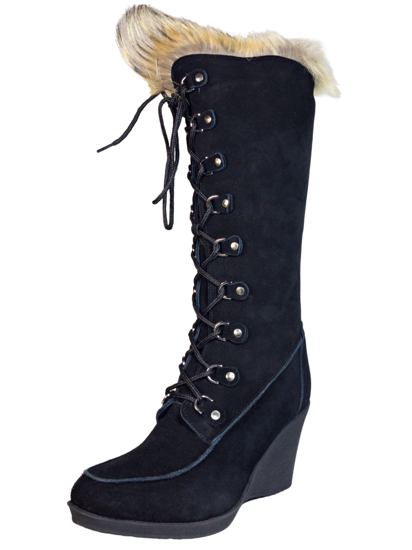 Botas de Invierno de Cuña de Piel Gamuza/Pelo de Zorro para Mujer 'Bearpaw' - ID: 7133 Winter Boots Bearpaw Negro